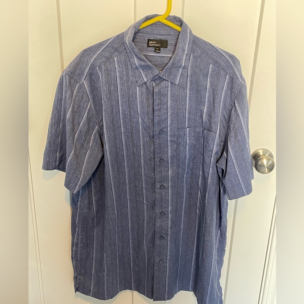 Marc Edwards XLT Mens Button Up Shirt blue